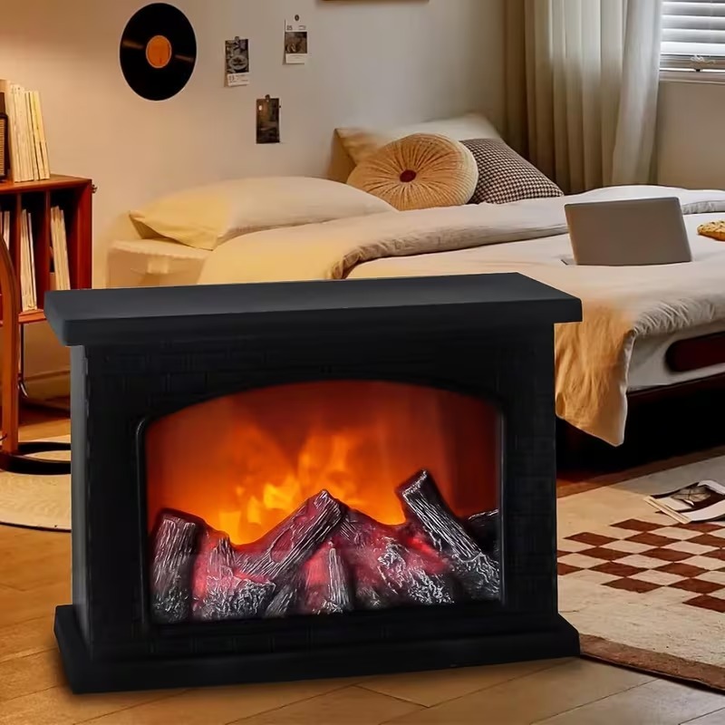 Outdoor Furniture Fire Table - LED Fireplace Lamp Realistic Flame Battery