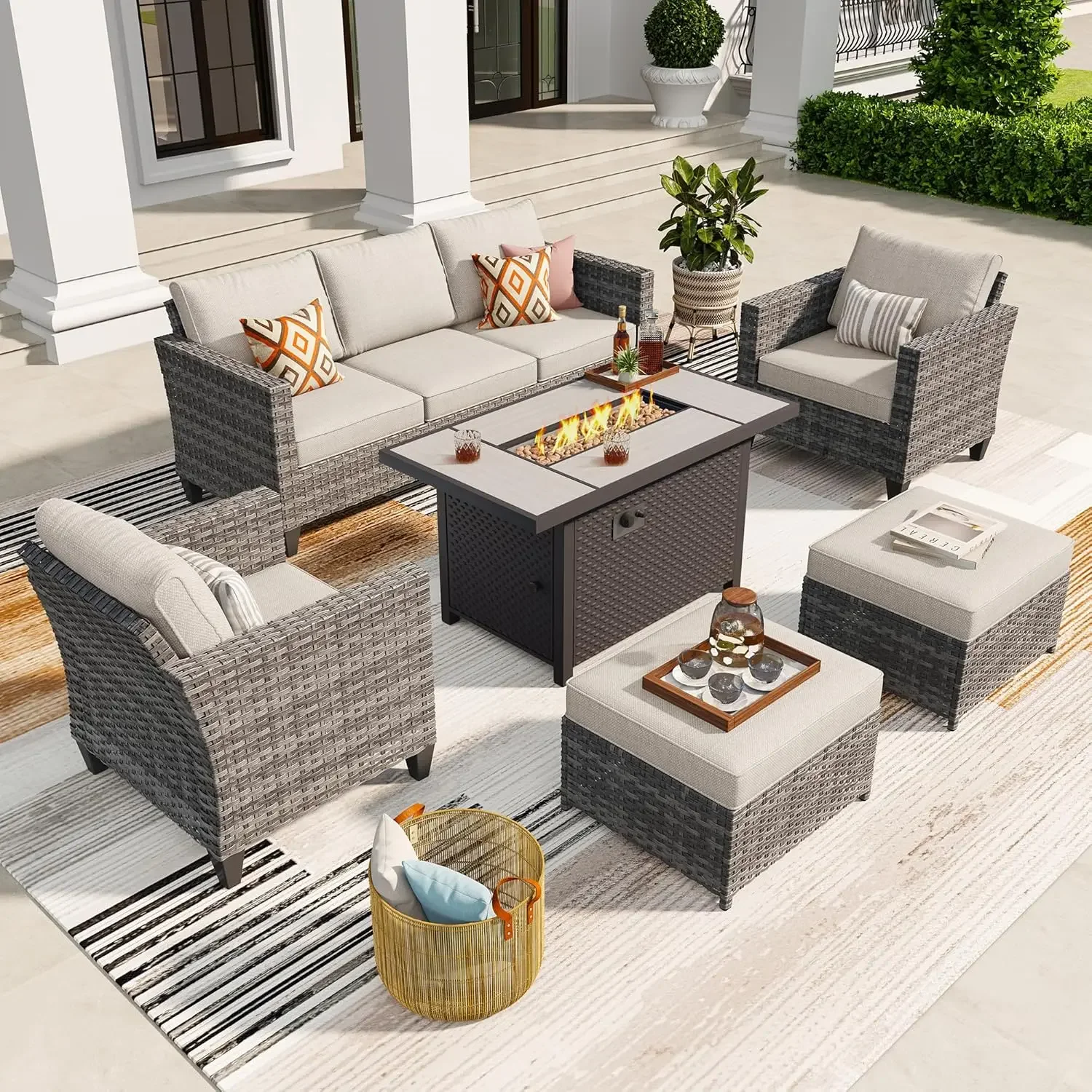 Outdoor Furniture With Fire Pit Table - Patio Furniture Set with Fire Pit
