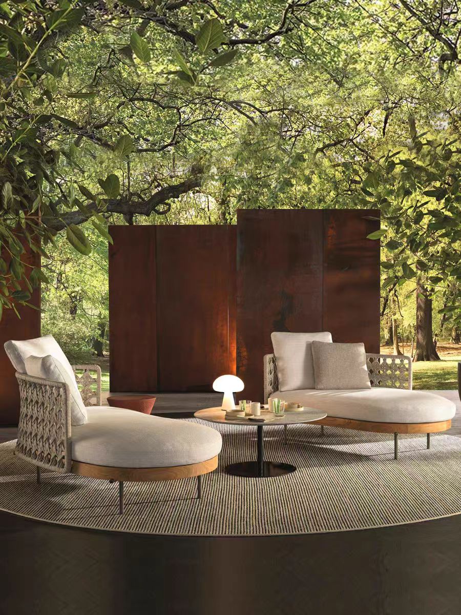 Outdoor Furniture Recliner Set - #Modern outdoor rattan teak curved sofa