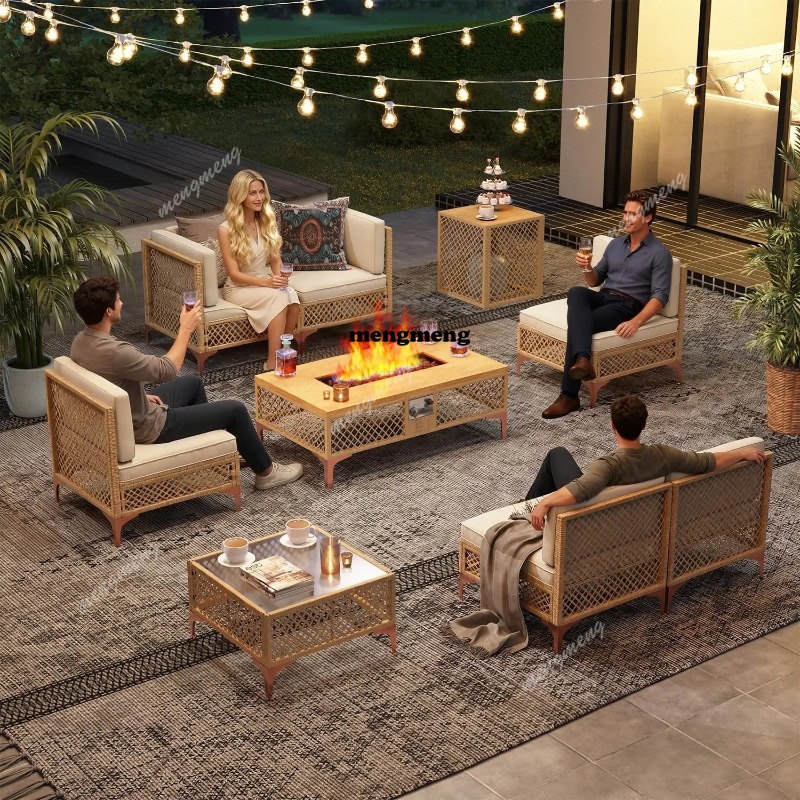 9-Piece Outdoor Patio Furnitur - Outdoor Furniture With Fire Pit Table ulasan dan harga