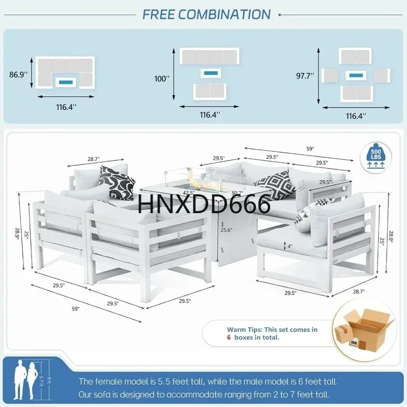 7-Piece Aluminum Outdoor Patio - Outdoor Furniture With Fire Pit Table ulasan dan harga