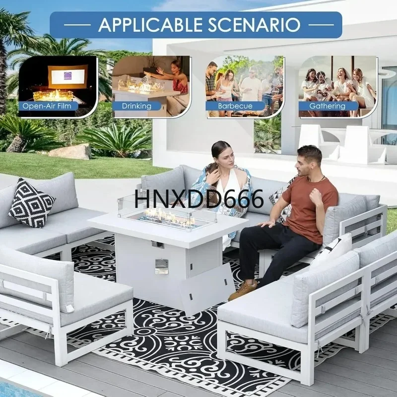 7-Piece Aluminum Outdoor Patio - Outdoor Furniture With Fire Pit Table ulasan dan harga