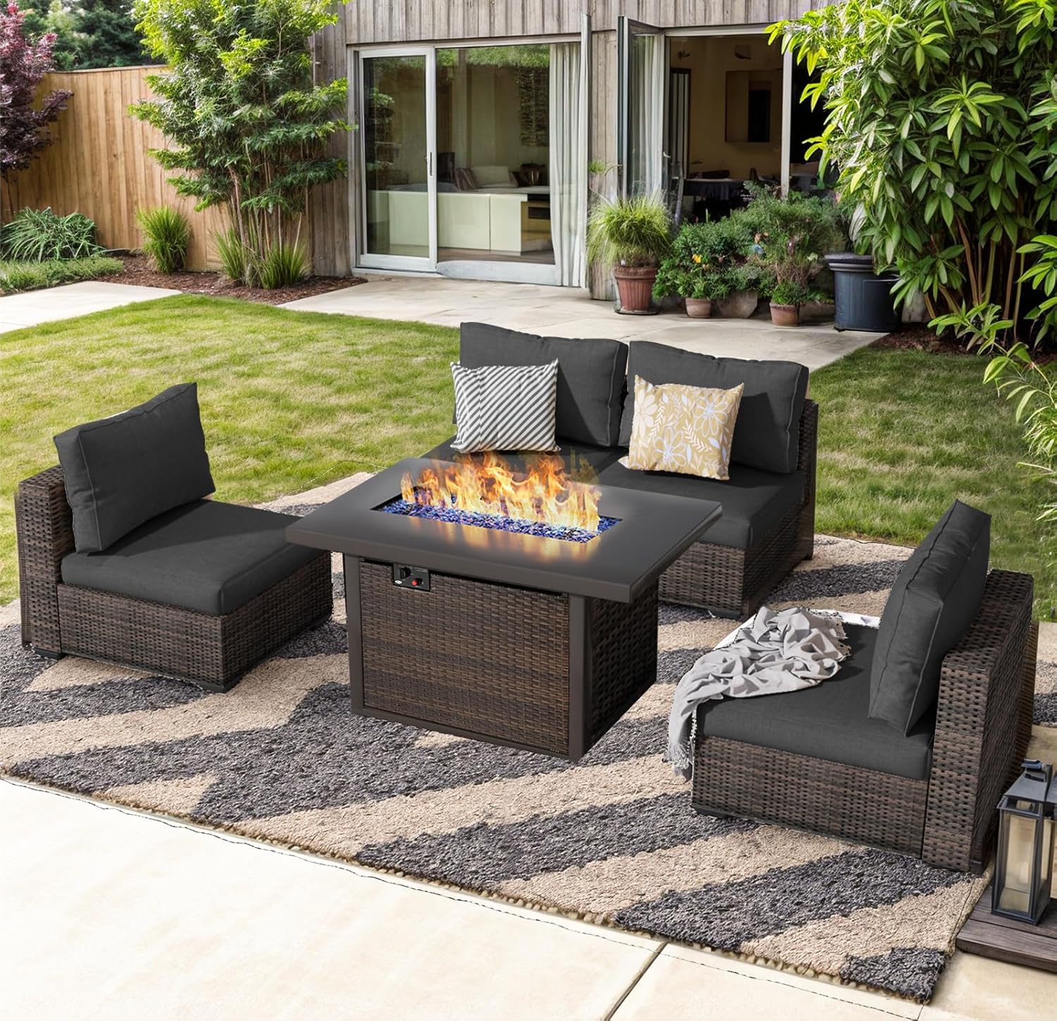 Outdoor Sectional Furniture, 5 - Outdoor Furniture With Fire Pit Table ulasan dan harga