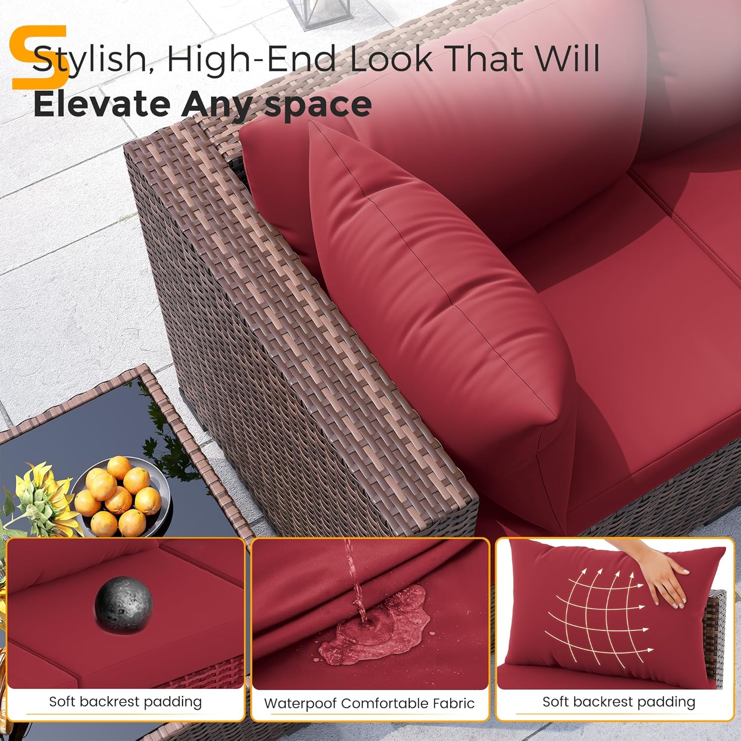 8pc All-Weather Wicker Section - Outdoor Furniture Fire Table ulasan dan harga