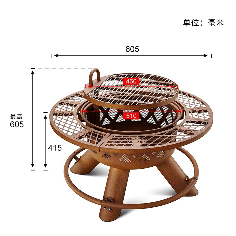 2026 Modern Outdoor Steel Char - Outdoor Furniture With Fire Pit Table ulasan dan harga