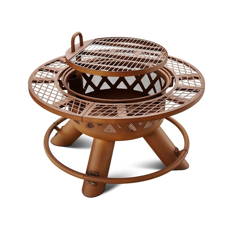 2026 Modern Outdoor Steel Char - Outdoor Furniture With Fire Pit Table ulasan dan harga