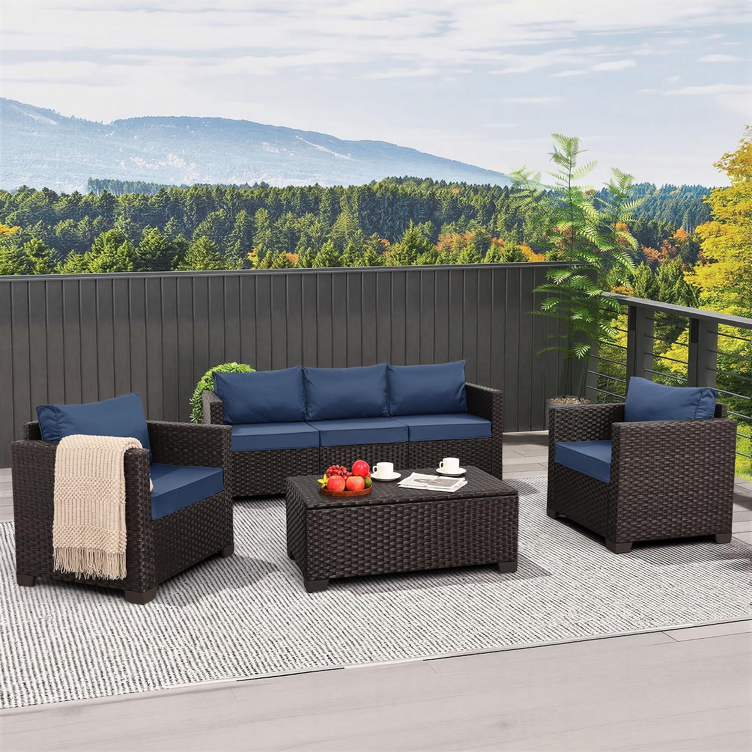 4 Piece Patio Furniture Set 45 - Outdoor Furniture With Fire Pit Table ulasan dan harga