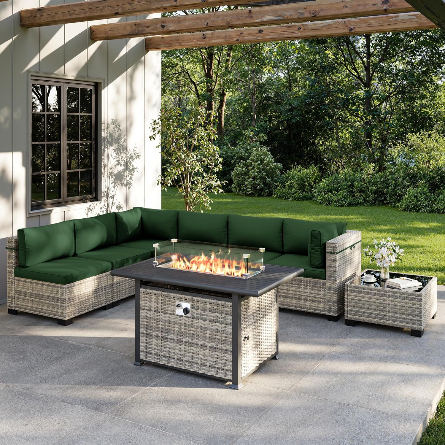 8-Piece Outdoor Patio Furnitur - Outdoor Furniture With Fire Pit Table ulasan dan harga