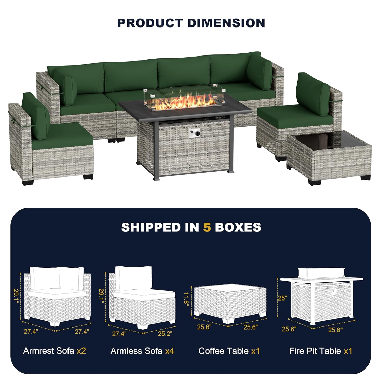8-Piece Outdoor Patio Furnitur - Outdoor Furniture With Fire Pit Table ulasan dan harga